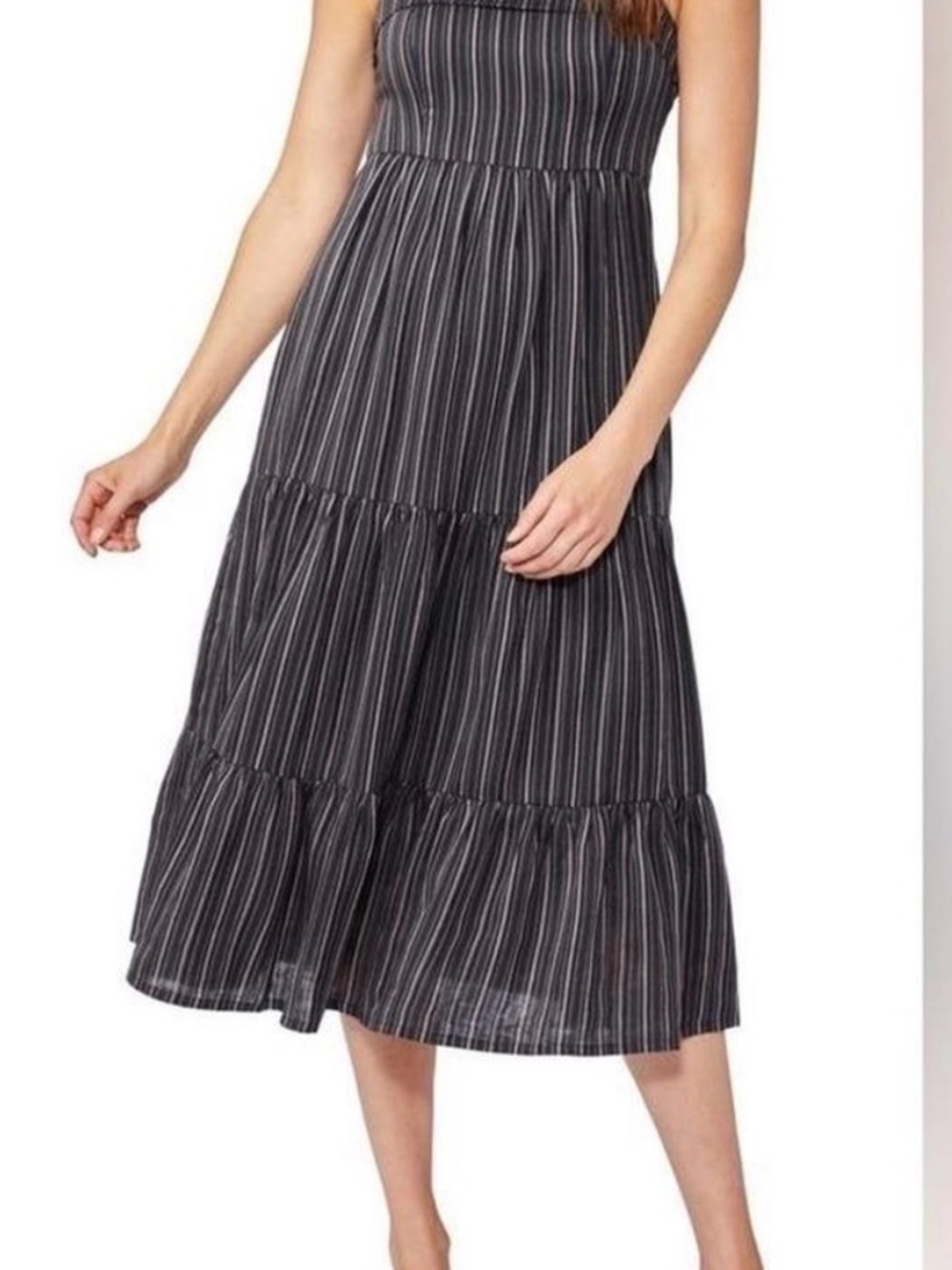 PAIGE Santibel Stripe Tiered Midi Dress